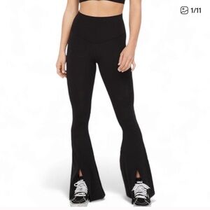 AERIE Offline Real Me High Rise Slit Flare Leggings in Black